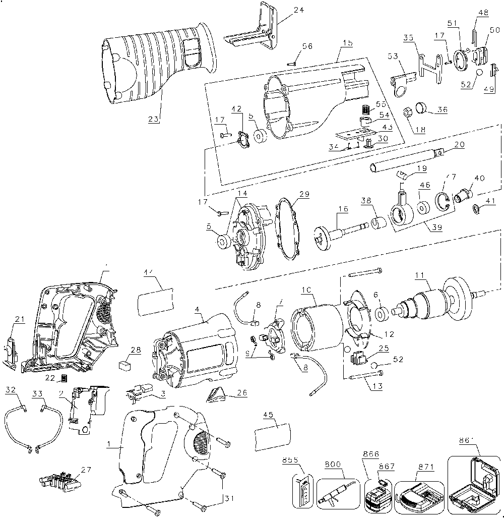 Exploded Diagram A Diagram and Parts List for DUMMY-QU Type 1 Black and Decker Cordless Drill